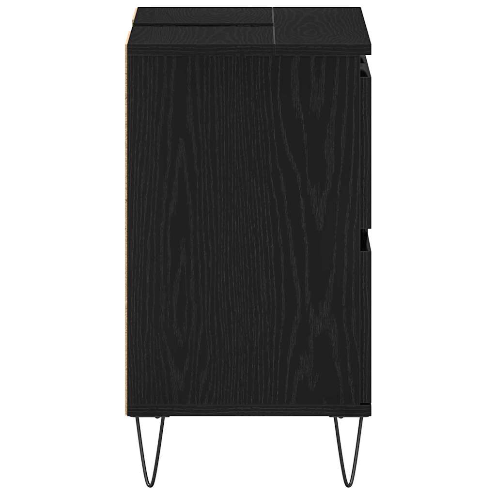 Badeværelsesskabsunder Sort eg 80 x 33 x 60 cm Konstrueret træ