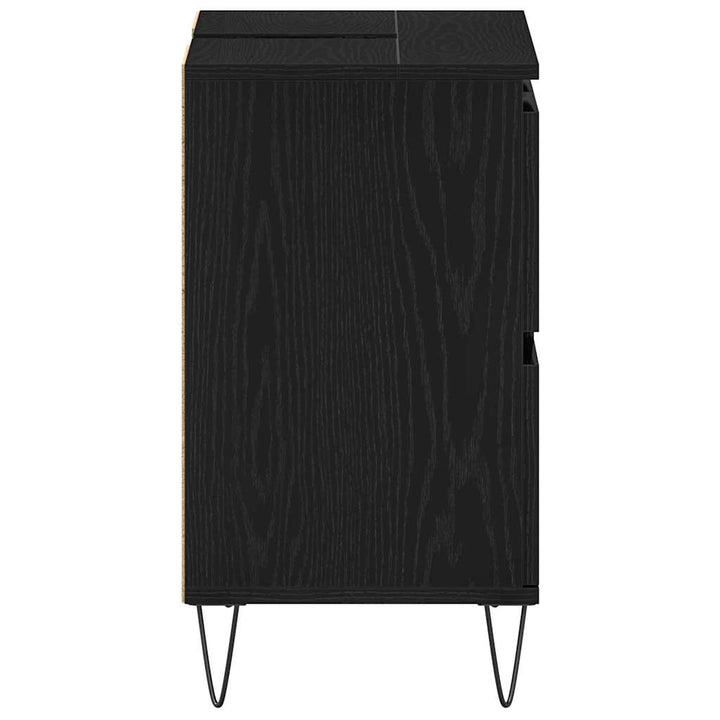Badeværelsesskabsunder Sort eg 80 x 33 x 60 cm Konstrueret træ