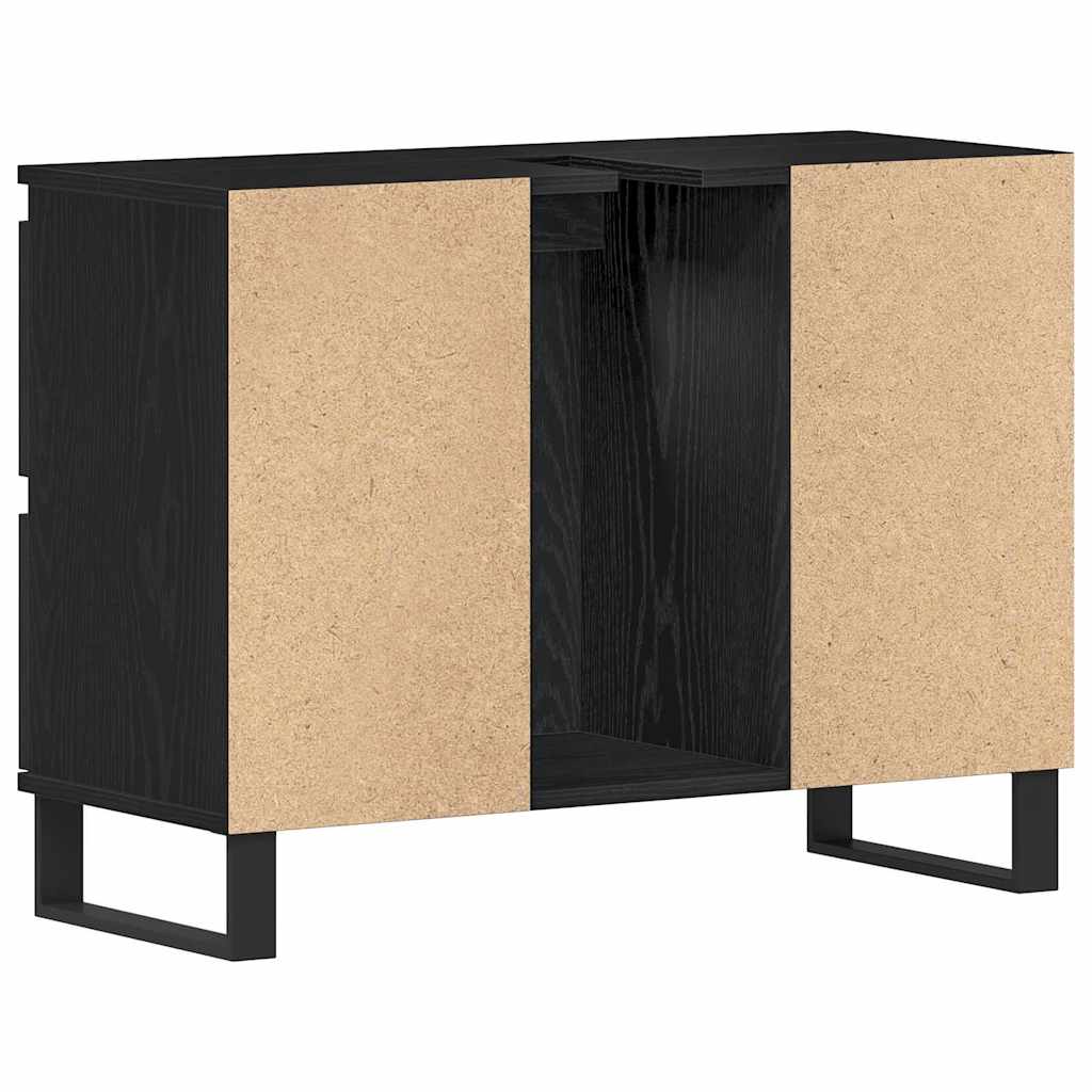 Badeværelsesskab Sort eg 80 x 33 x 60 cm Konstrueret træ