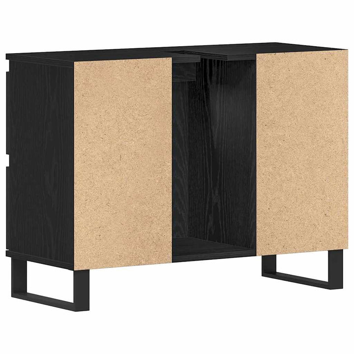 Badeværelsesskab Sort eg 80 x 33 x 60 cm Konstrueret træ