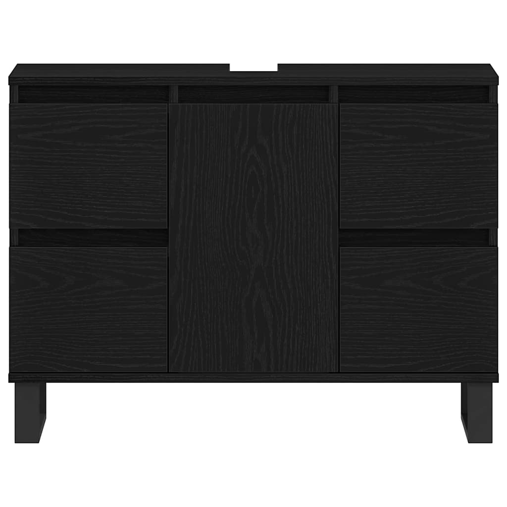 Badeværelsesskab Sort eg 80 x 33 x 60 cm Konstrueret træ