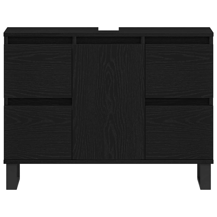 Badeværelsesskab Sort eg 80 x 33 x 60 cm Konstrueret træ