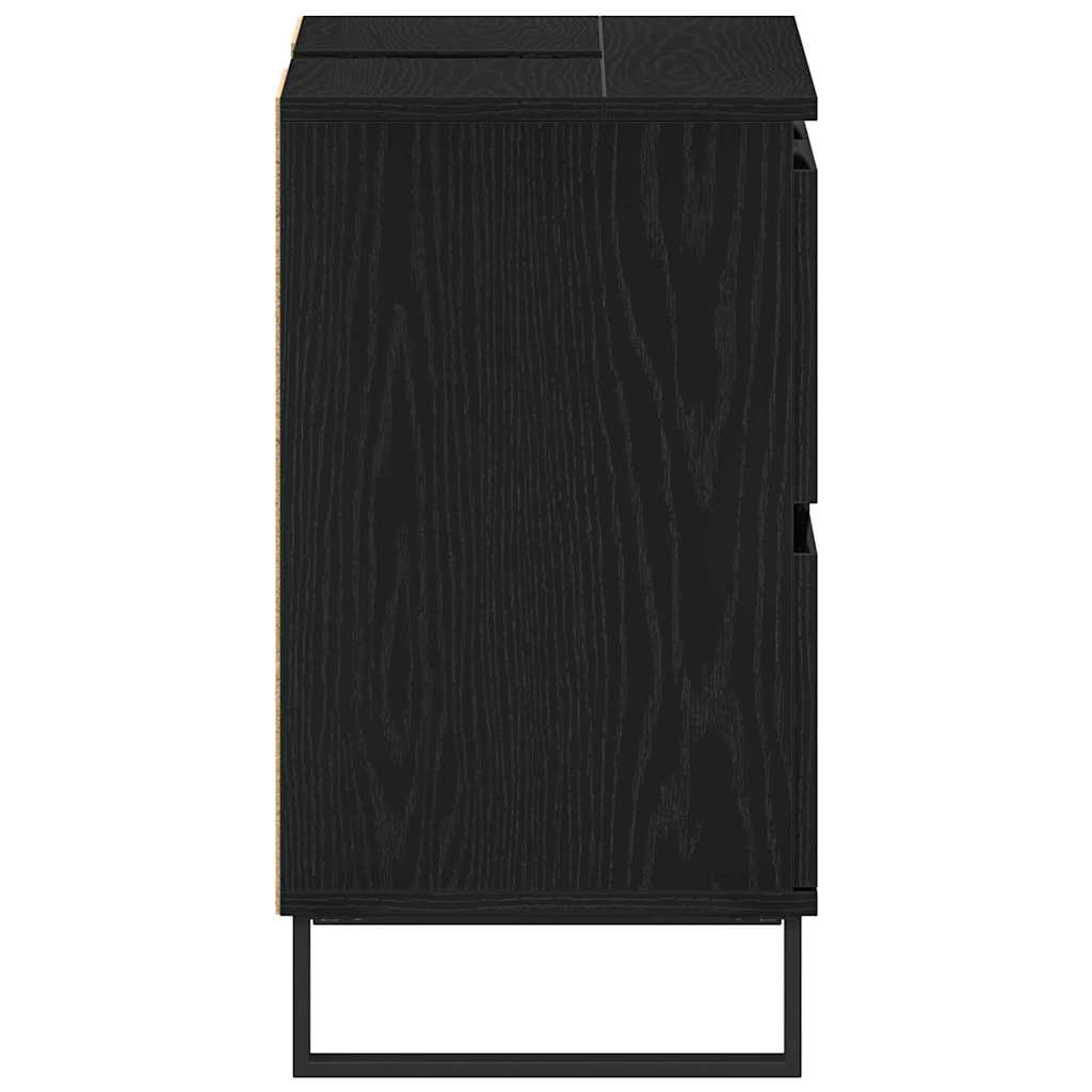 Badeværelsesskab Sort eg 80 x 33 x 60 cm Konstrueret træ