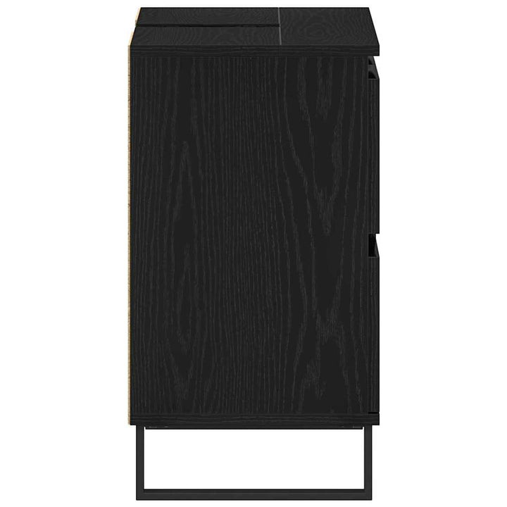 Badeværelsesskab Sort eg 80 x 33 x 60 cm Konstrueret træ
