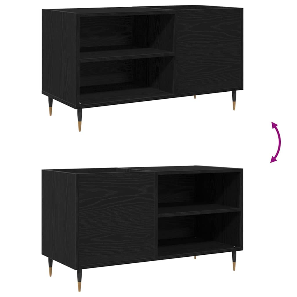 Pladeskab med hylde Sort eg 85 x 38 x 48 cm Konstrueret træ