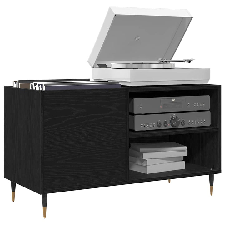 Pladeskab med hylde Sort eg 85 x 38 x 48 cm Konstrueret træ