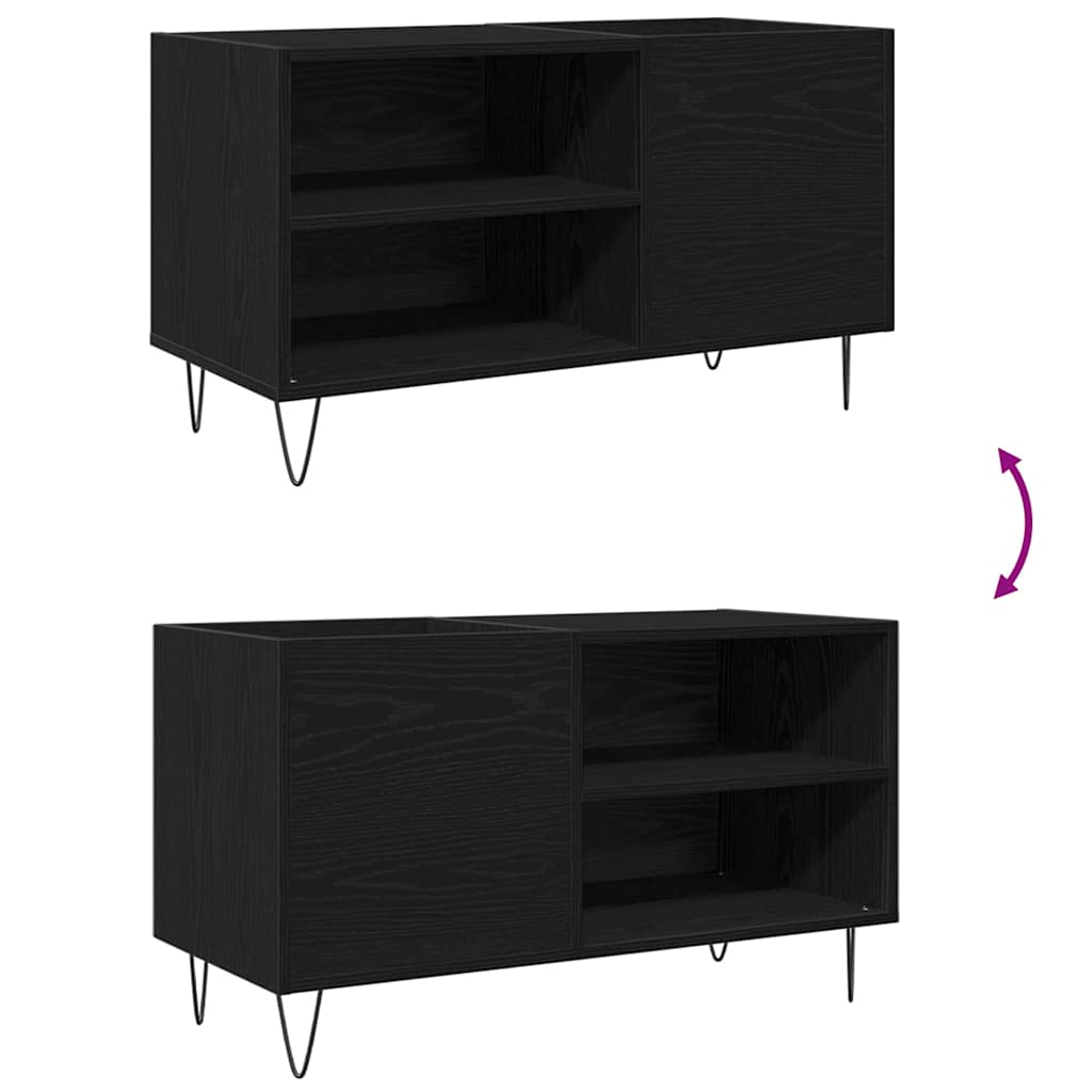 Pladeskab med hylde Sort eg 85 x 38 x 48 cm Konstrueret træ