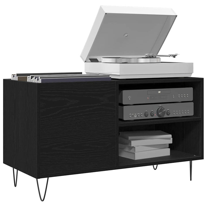 Pladeskab med hylde Sort eg 85 x 38 x 48 cm Konstrueret træ