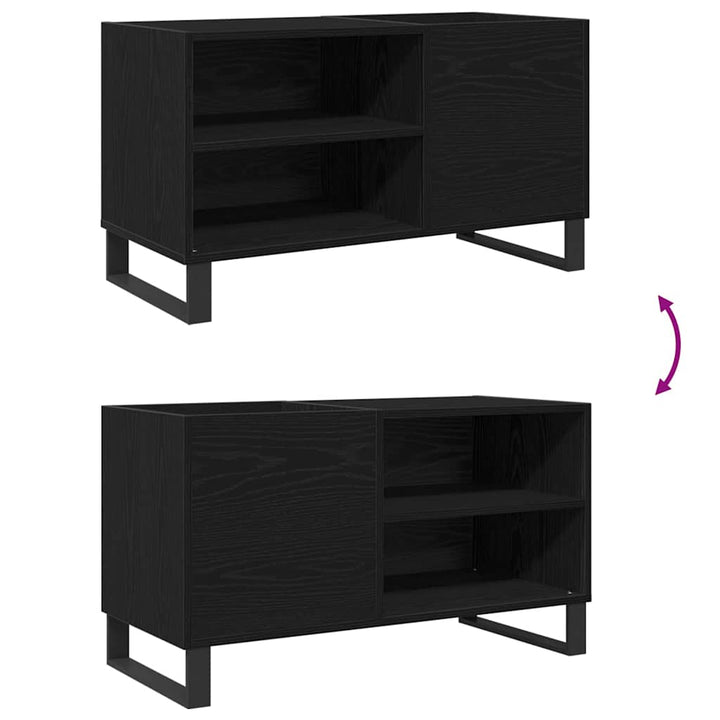 Pladeskab med hylde Sort eg 85 x 38 x 48 cm Konstrueret træ