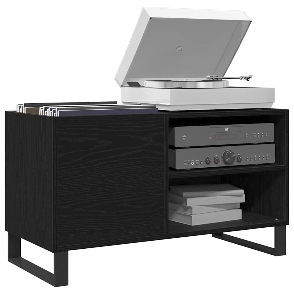 Pladeskab med hylde Sort eg 85 x 38 x 48 cm Konstrueret træ