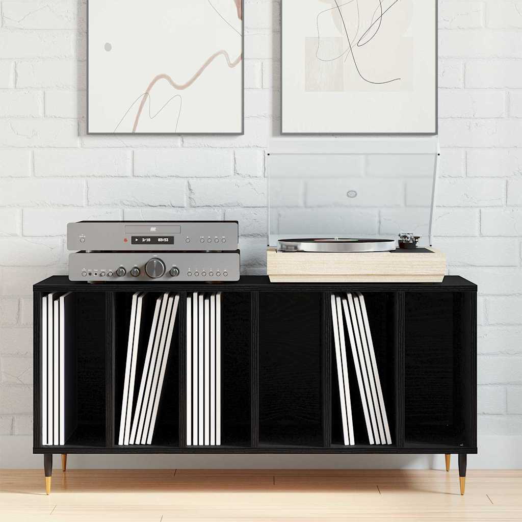 Pladeskab med hylde Sort eg 100 x 38 x 48 cm Konstrueret træ