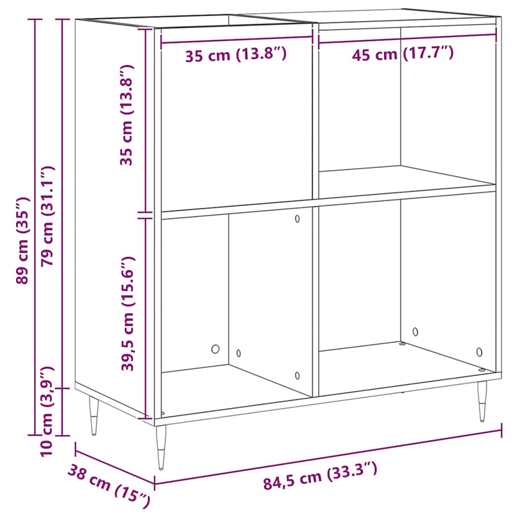 Pladeskab Gammelt træ 85 x 38 x 89 cm Konstrueret træ