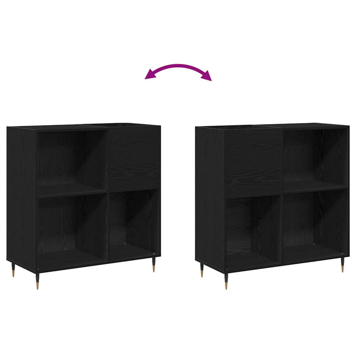 Pladeskab med hylde Sort eg 85 x 38 x 89 cm Konstrueret træ