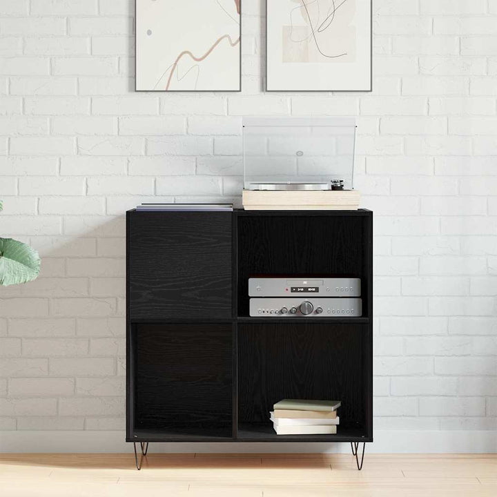 Pladeskab med hylde Sort eg 85 x 38 x 89 cm Konstrueret træ