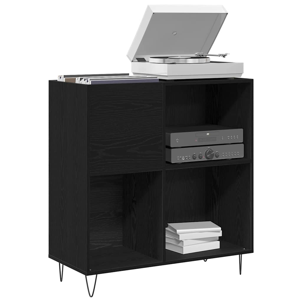 Pladeskab med hylde Sort eg 85 x 38 x 89 cm Konstrueret træ