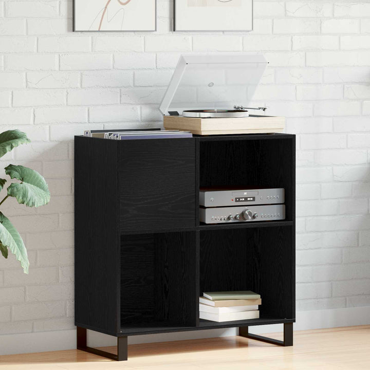 Pladeskab med hylde Sort eg 85 x 38 x 89 cm Konstrueret træ