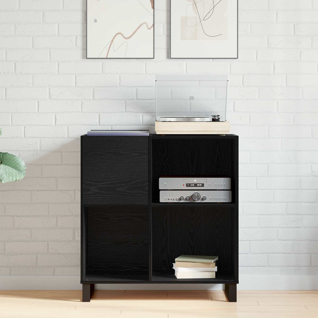 Pladeskab med hylde Sort eg 85 x 38 x 89 cm Konstrueret træ