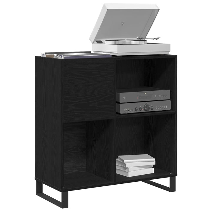 Pladeskab med hylde Sort eg 85 x 38 x 89 cm Konstrueret træ