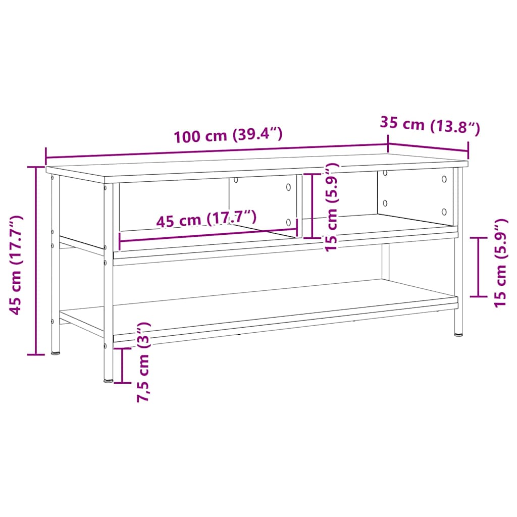 TV-møbelsæt Gammelt træ 100 x 35 x 45 cm Konstrueret træ