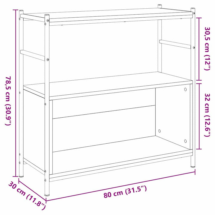 Bogreol 80 x 30 x 78,5 cm Konstrueret træ Røget eg