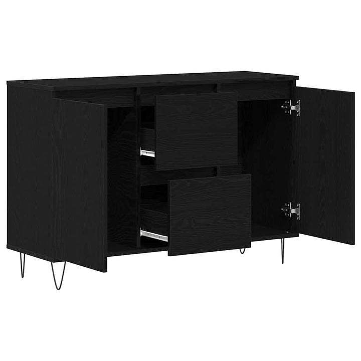 Sideboard med skuffe Sort eg 101,5 x 35 x 70 cm Konstrueret træ