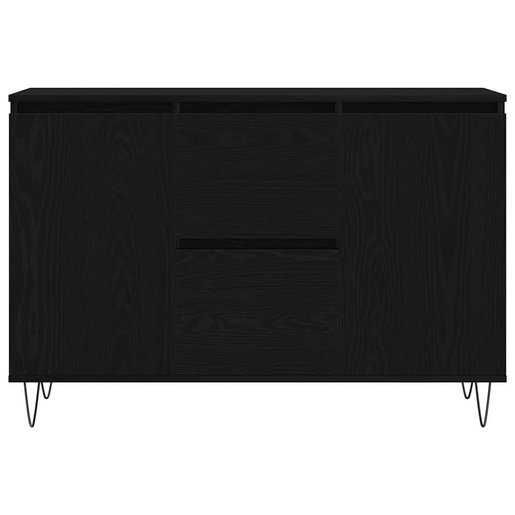 Sideboard med skuffe Sort eg 101,5 x 35 x 70 cm Konstrueret træ
