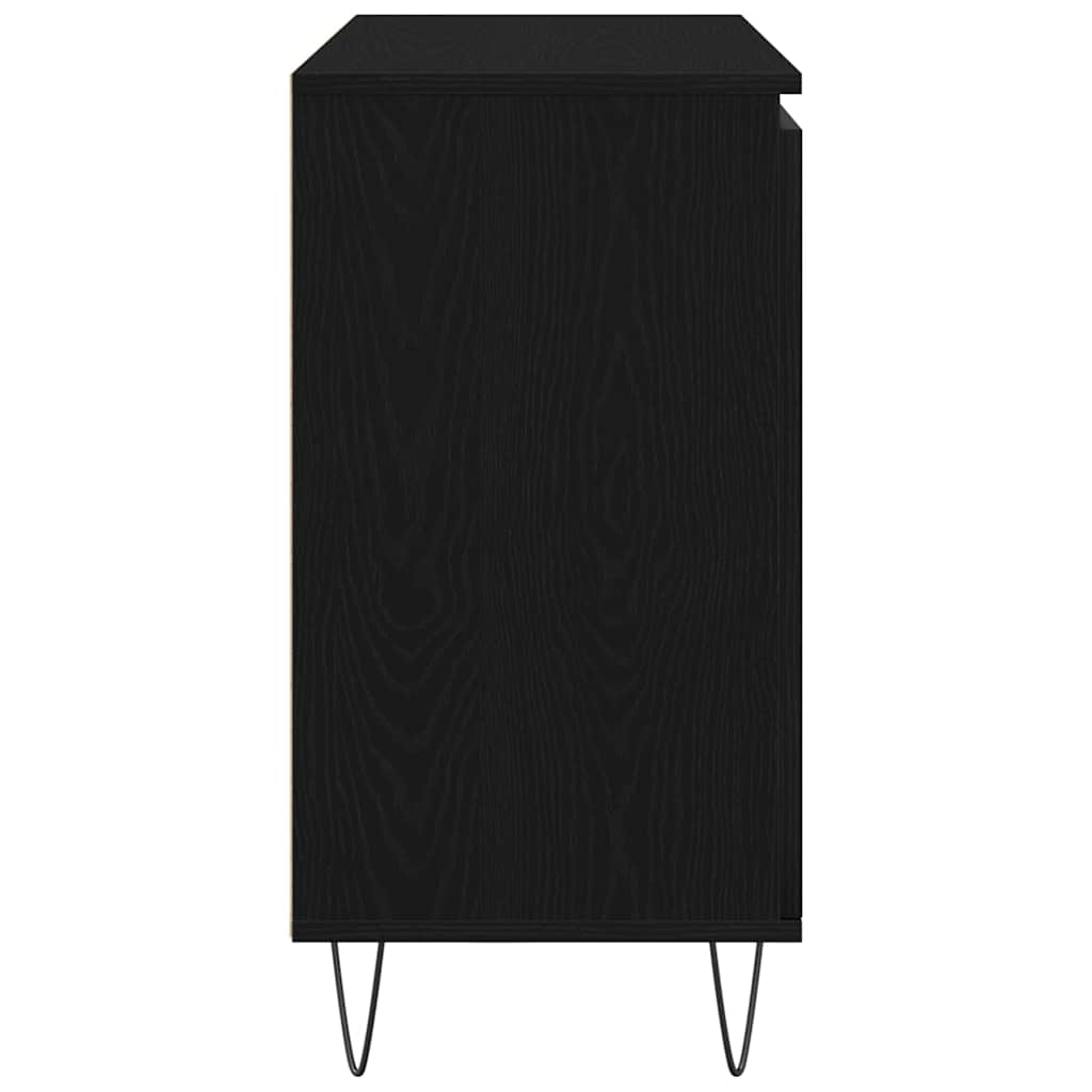 Sideboard med skuffe Sort eg 101,5 x 35 x 70 cm Konstrueret træ