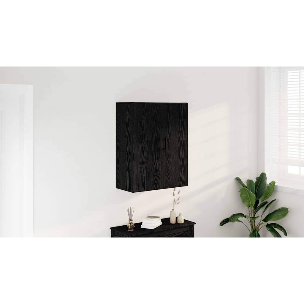 Væghængt skab Sort eg 69,5 x 34 x 90 cm Konstrueret træ