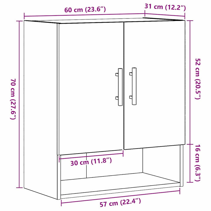 Væghængt skab 60 x 31 x 70 cm Konstrueret træ Sort eg