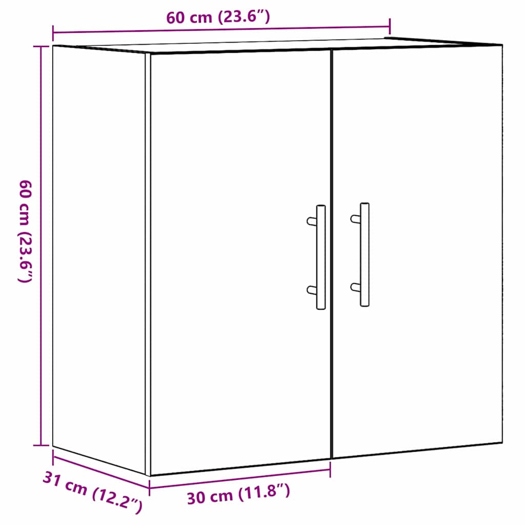Væghængt skab 60 x 31 x 70 cm Konstrueret træ Sort eg