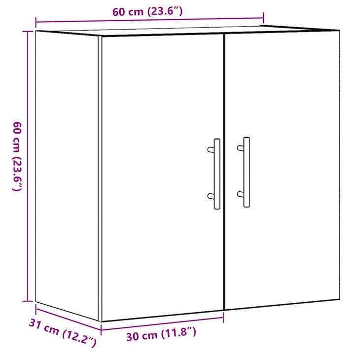 Væghængt skab 60 x 31 x 70 cm Konstrueret træ Sort eg