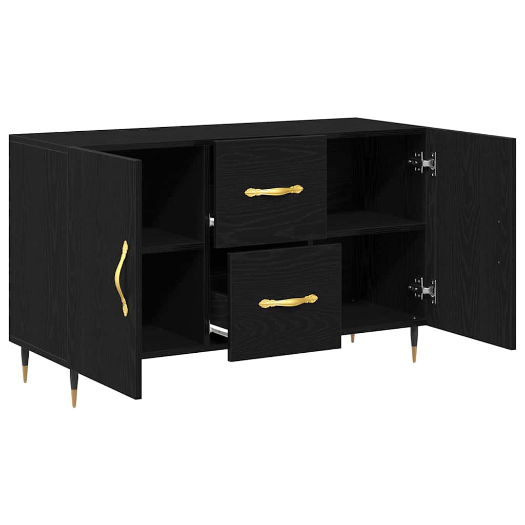 Sideboard med skuffe Sort eg 100 x 36 x 60 cm Konstrueret træ