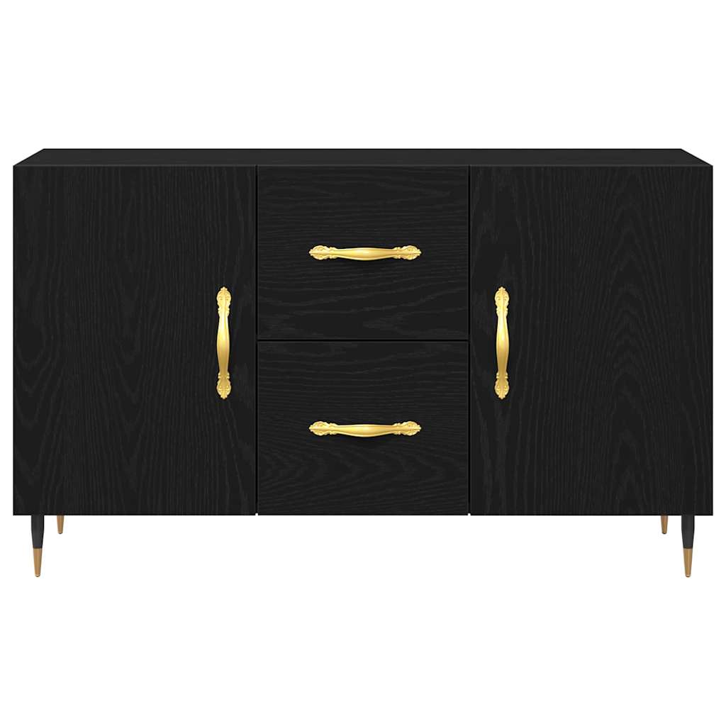 Sideboard med skuffe Sort eg 100 x 36 x 60 cm Konstrueret træ