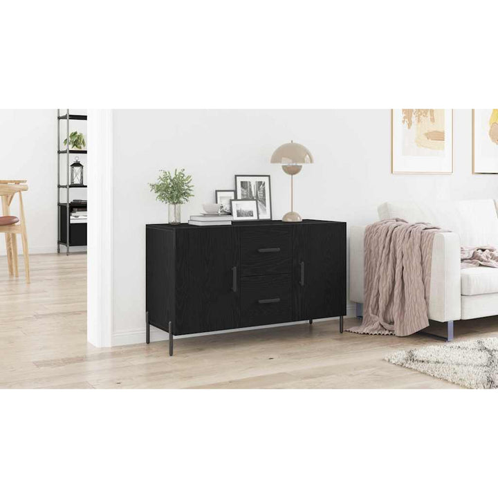 Sideboard med skuffe Sort eg 100 x 36 x 60 cm Konstrueret træ