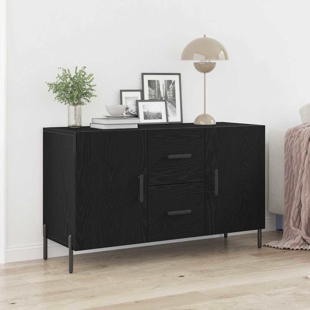 Sideboard med skuffe Sort eg 100 x 36 x 60 cm Konstrueret træ