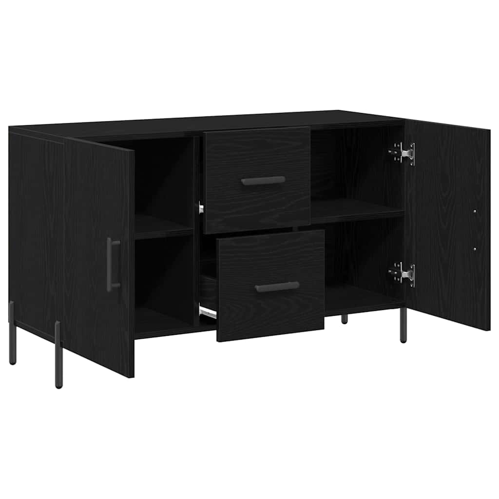 Sideboard med skuffe Sort eg 100 x 36 x 60 cm Konstrueret træ
