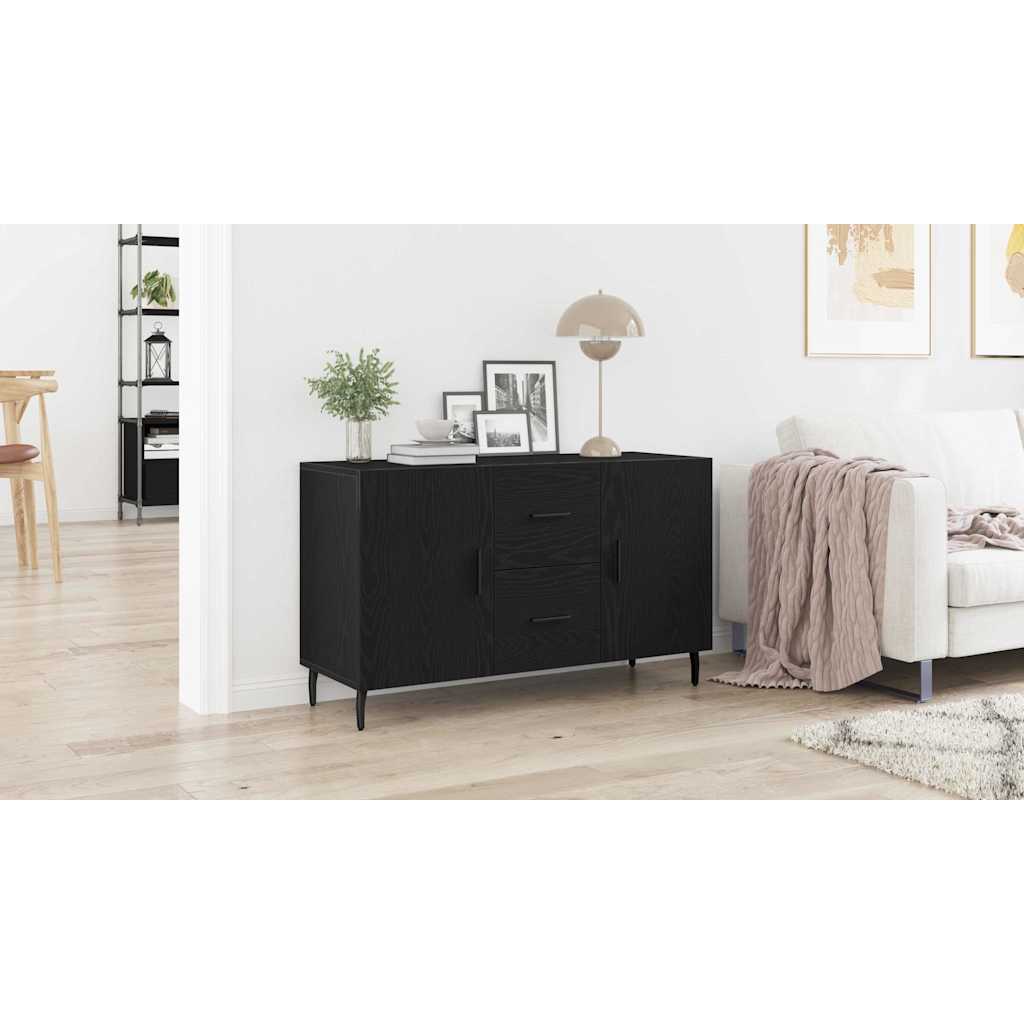Sideboard med skuffe Sort eg 100 x 36 x 60 cm Konstrueret træ