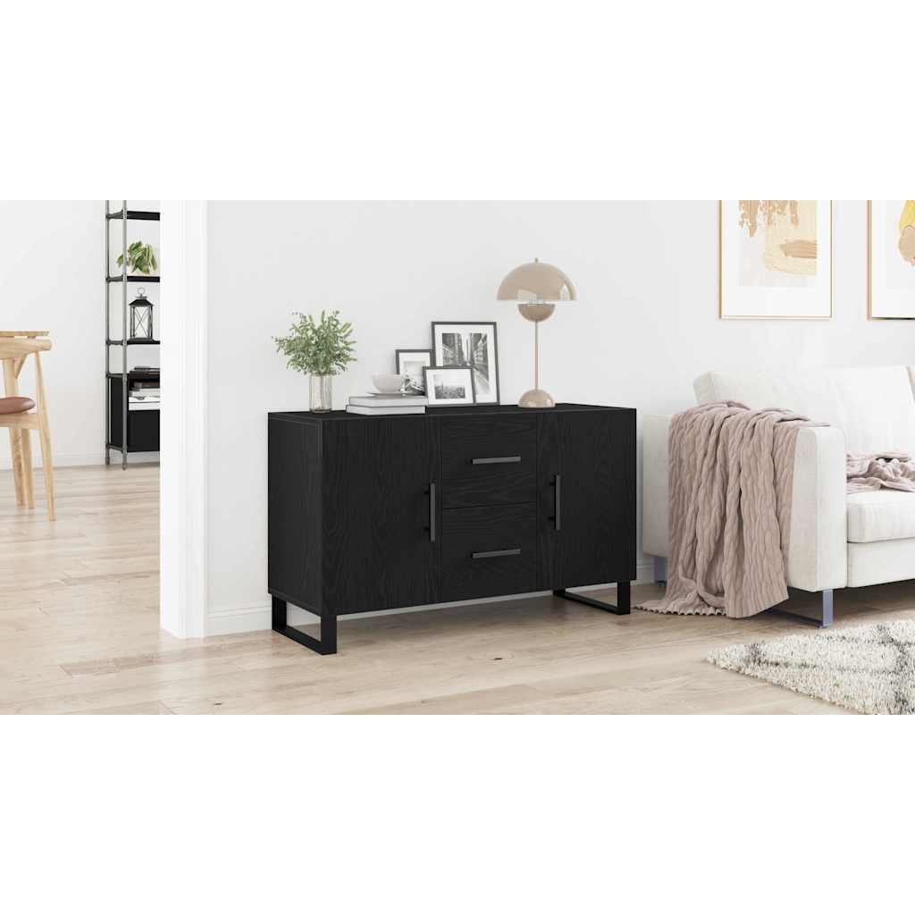 Sideboard med skuffe Sort eg 100 x 36 x 60 cm Konstrueret træ