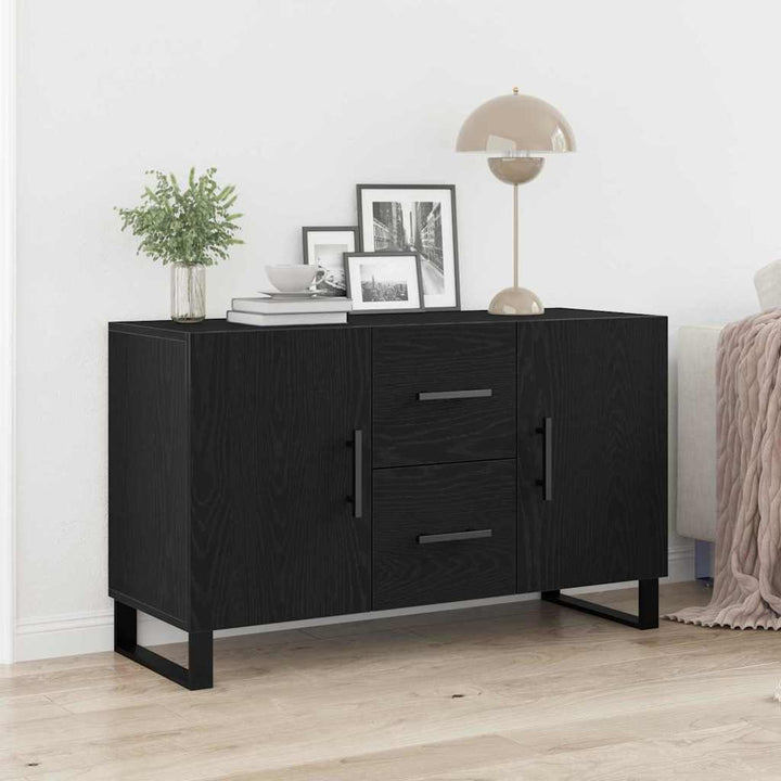Sideboard med skuffe Sort eg 100 x 36 x 60 cm Konstrueret træ
