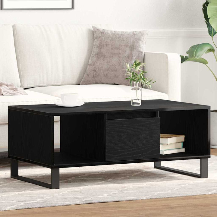 Sofabord med skuffe Sort eg 90 x 50 x 36.5 cm Konstrueret træ
