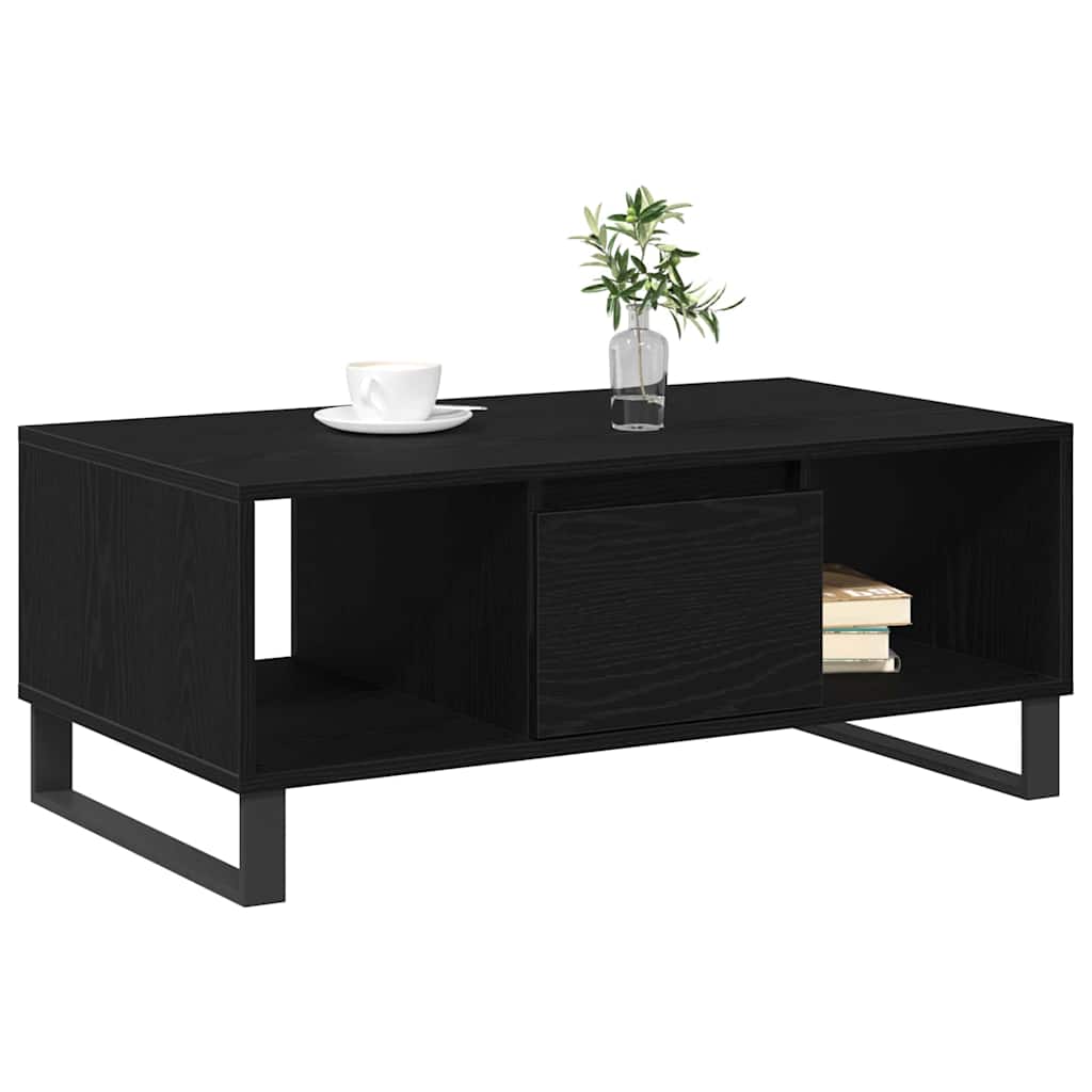 Sofabord med skuffe Sort eg 90 x 50 x 36.5 cm Konstrueret træ