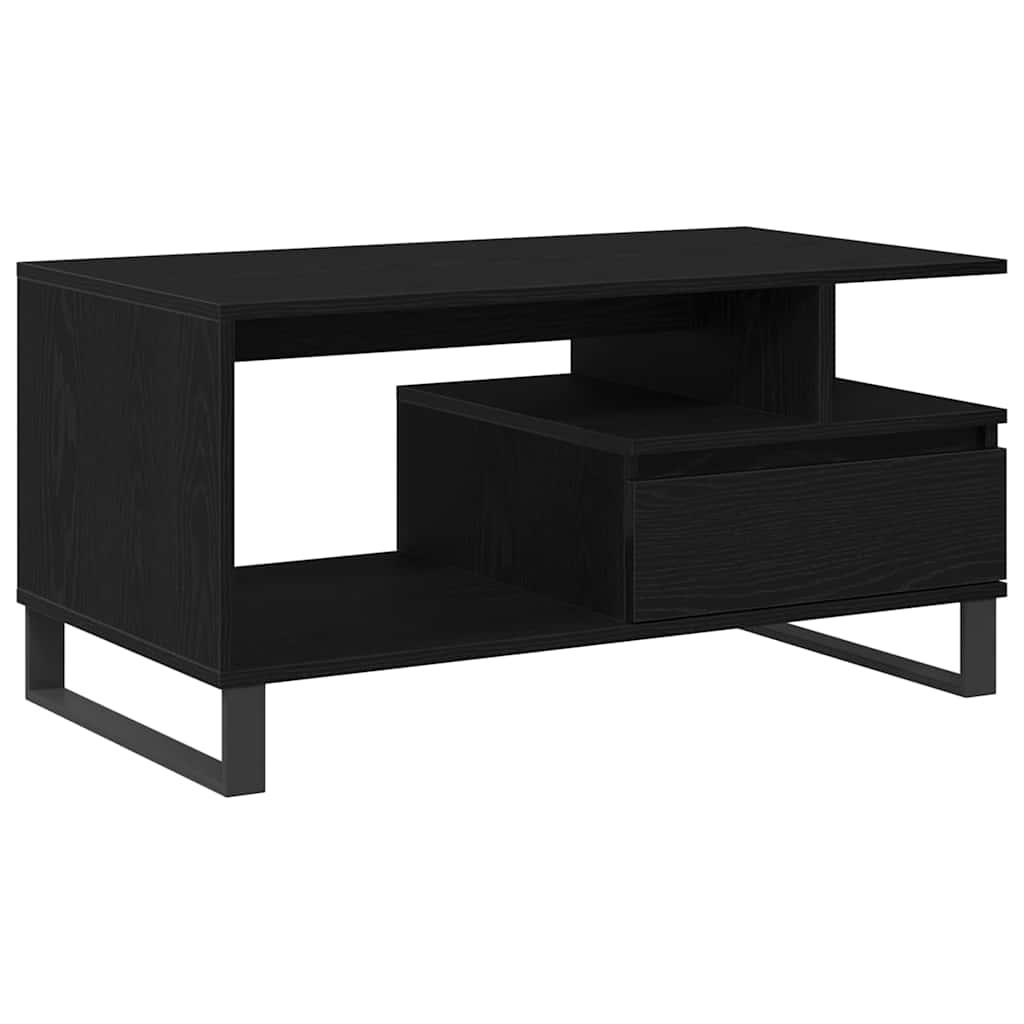 Sofabord med skuffe Sort eg 90 x 49 x 45 cm Konstrueret træ