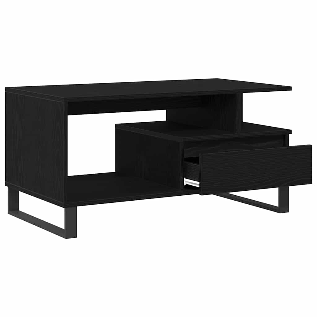 Sofabord med skuffe Sort eg 90 x 49 x 45 cm Konstrueret træ