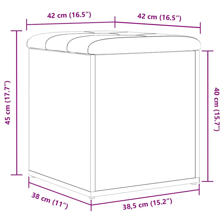 Opbevaringsbænk Sort eg 42 x 42 x 45 cm Konstrueret træ