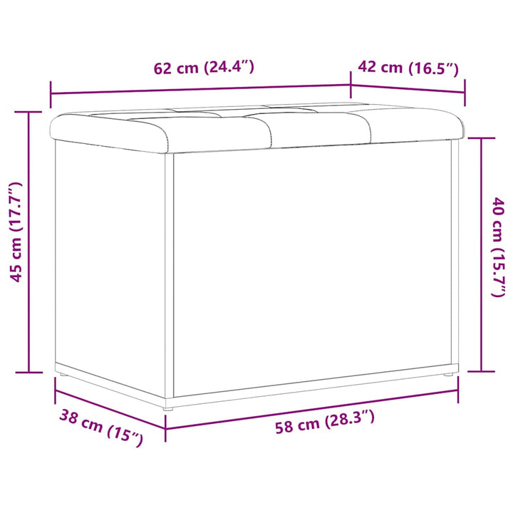 Opbevaringsbænk Sort eg 62 x 42 x 45 cm Konstrueret træ