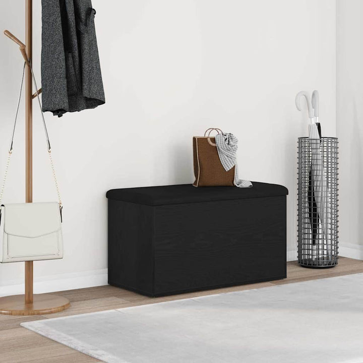 Opbevaringsbænk Sort eg 82 x 42 x 45 cm Konstrueret træ