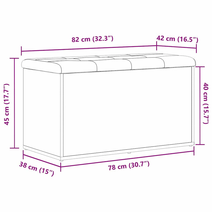 Opbevaringsbænk Sort eg 82 x 42 x 45 cm Konstrueret træ