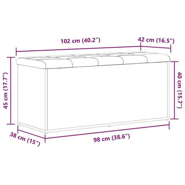 Opbevaringsbænk Sort eg 102 x 42 x 45 cm Konstrueret træ