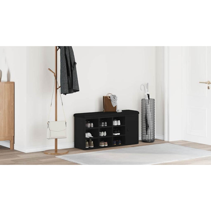 Opbevaringsbænk Sort eg 102 x 32 x 50 cm Konstrueret træ