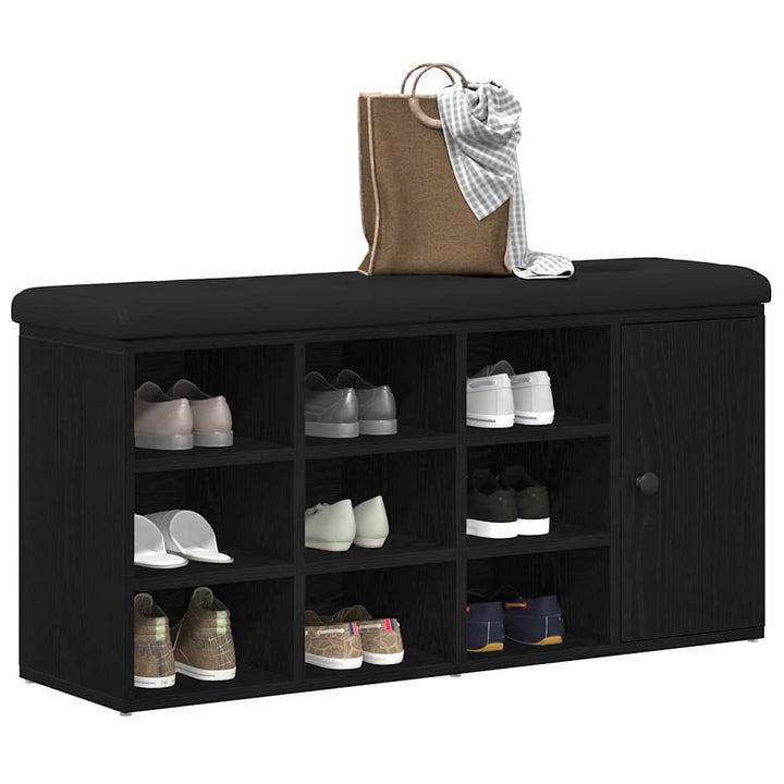 Opbevaringsbænk Sort eg 102 x 32 x 50 cm Konstrueret træ